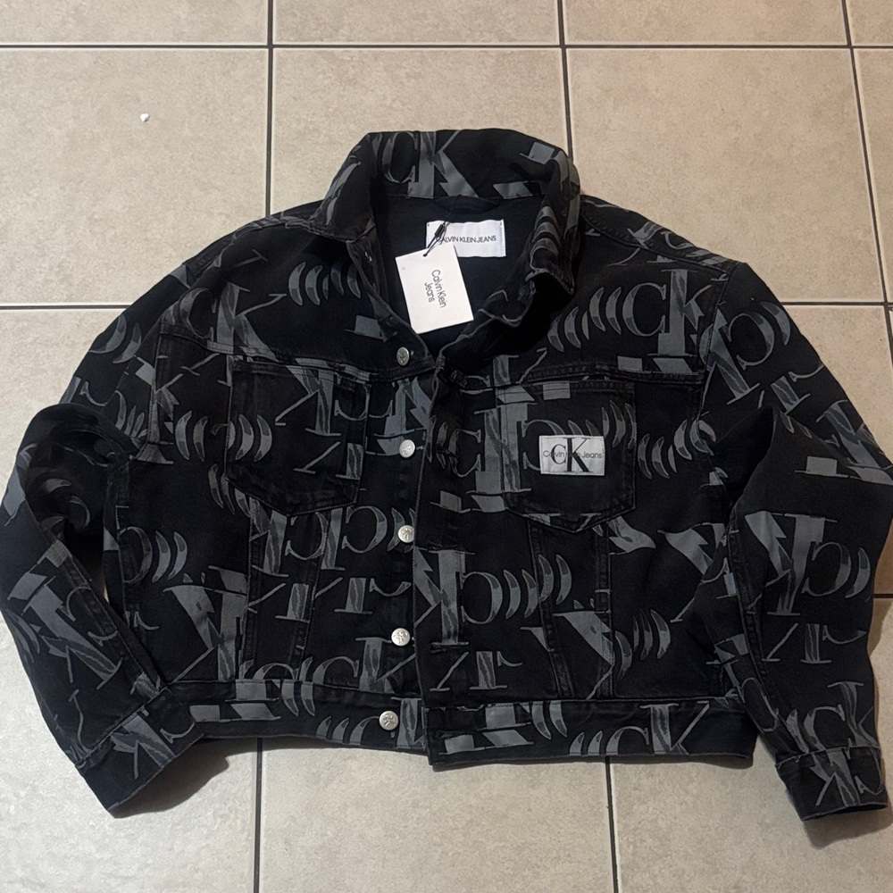 Unisex woman and men’s size S Calvin Klein Monogram Black and Gray Jacket